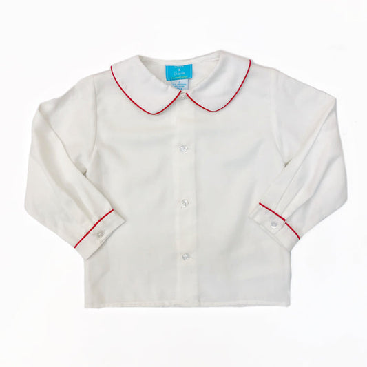 Claire & Charlie Button Front Boys l/s shirt w/Red Piping