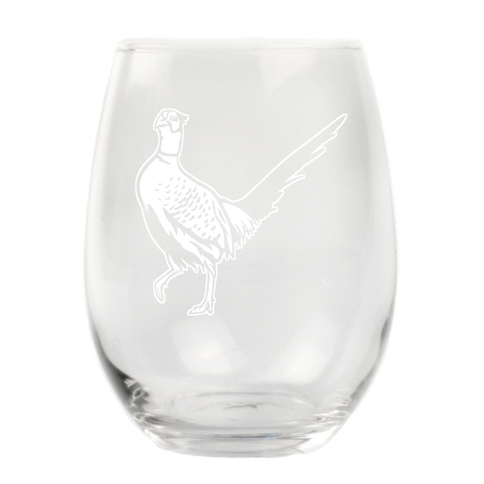 Cocky Pheasant Stemless Wine Glass