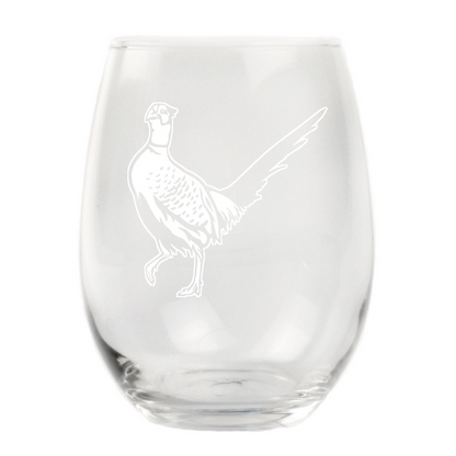 Cocky Pheasant Stemless Wine Glass