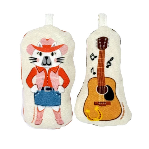 Cowgirl & Guitar Cat Toy Set