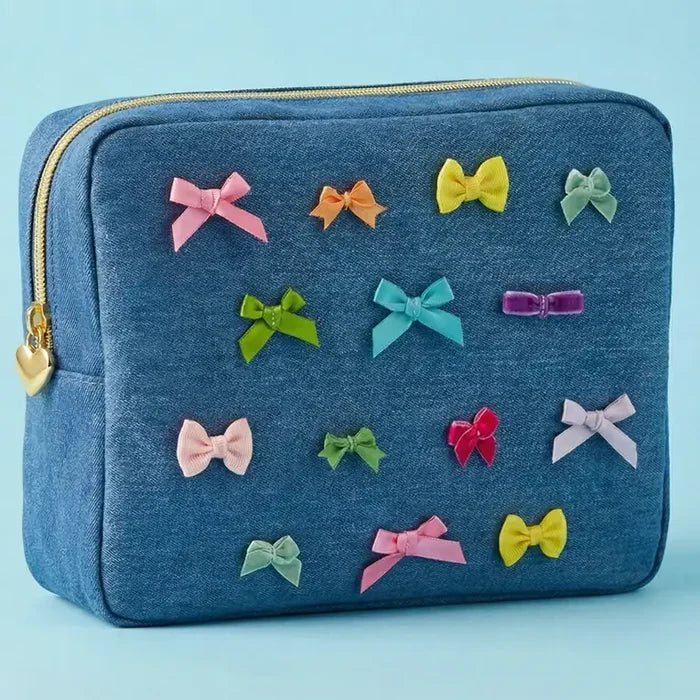 Denim + Bows - Bella: Large Structured Zipper Pouch