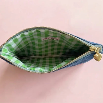 Denim + Bows - Bella: Large Structured Zipper Pouch