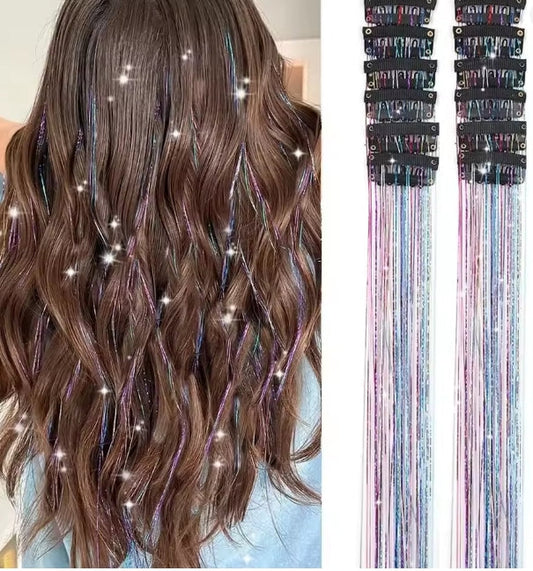 Dream Goddess Synthetic Hair Tinsel Hair Extension Clip In METALLIC GLITTER