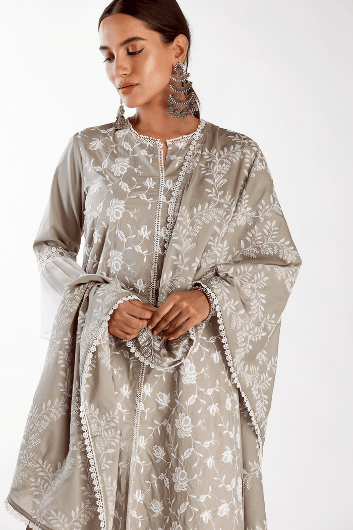 Dusk Supima Cotton Grey Kurta Set