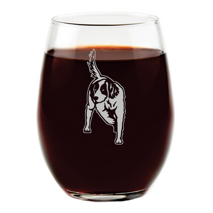 English Setter Stemless Wine Glass