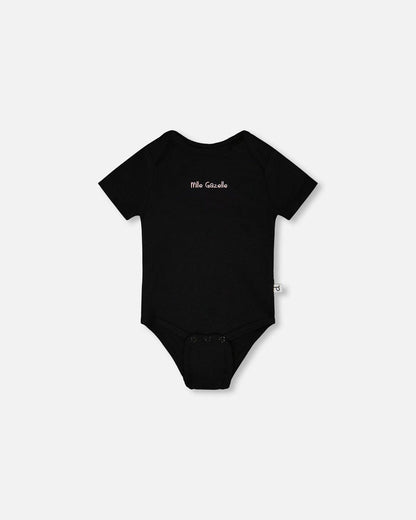 Evolutive Organic Cotton Jersey Onesie Black-1