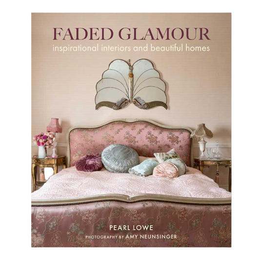 Book cover of 'Faded Glamour' with a bedroom scene and decorative elements.