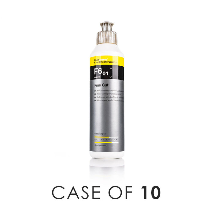 Koch-Chemie Fine Cut 250ml front view with the text "Case of 10" on a white background.