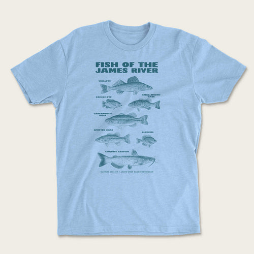 Fish Of The James Tee - Heather Columbia Blue