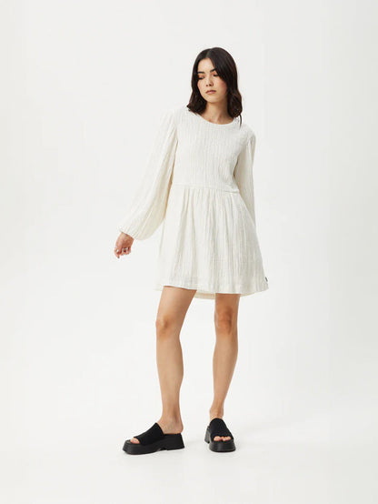 Focus - Organic Hemp Seersucker Mini Dress | White-Image 2
