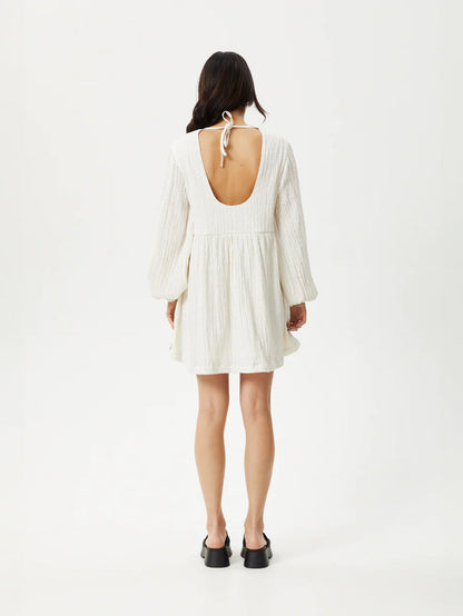 Focus - Organic Hemp Seersucker Mini Dress | White-Image 4