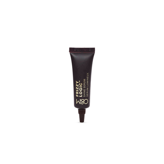 Black serum tube labeled 'Frizzy Logic' on a white background