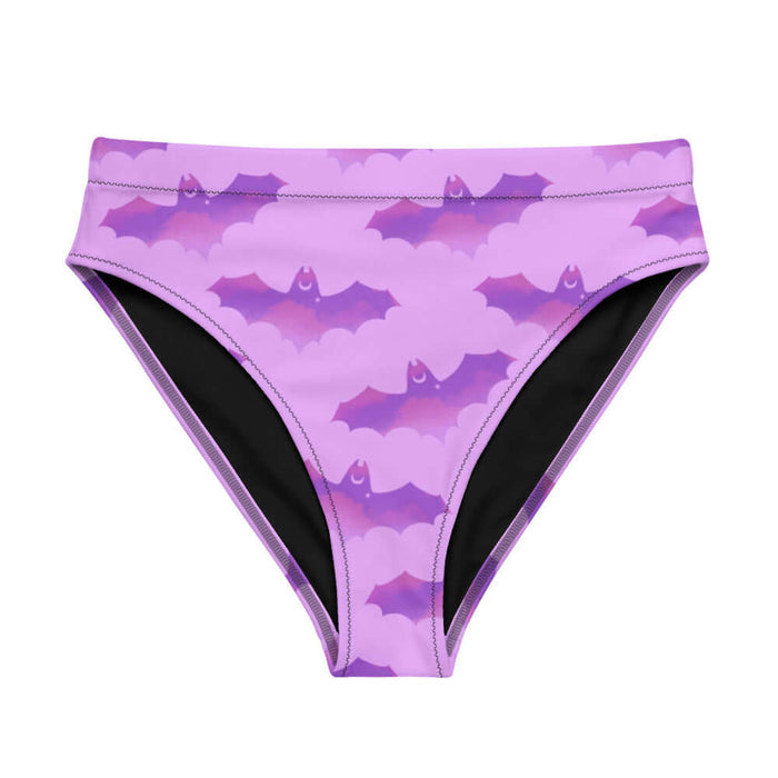 Aensland gothic bikini bottom in pink with watercolor bats and crescent moons