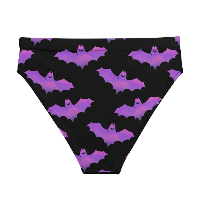 Aensland gothic bikini bottom in pink with dusky bats and soft clouds
