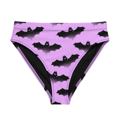 Aensland pastel-goth bikini bottom in pink with watercolor bats and drifting clouds