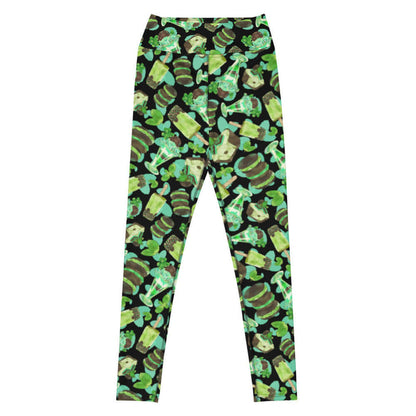 Choco Mint kawaii high-waisted leggings in mint with chocolate-dipped popsicles and fresh mint leaves