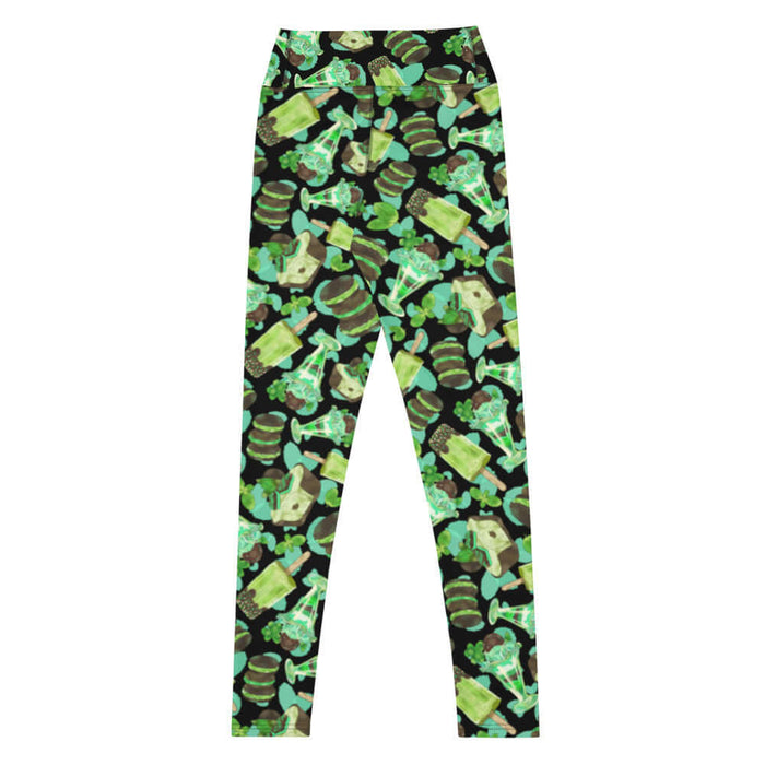Choco Mint kawaii high-waisted leggings in mint with mint-cream sandwich cookies and mint parfaits