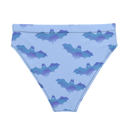 Lilith pastel-goth bikini bottom in blue with bat print and pastel clouds