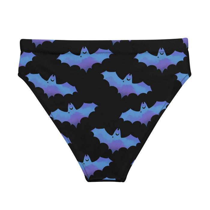 Lilith gothic bikini bottom in blue with dusky bats and soft clouds