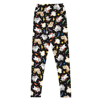 Trick or Treaters alternative high-waisted leggings with ghost-sheet bunnies and wrapped candy