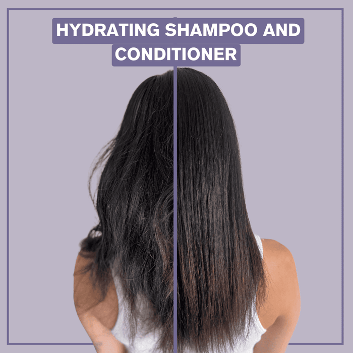 Side by side before and after picture of someone who used the Alcove hydrating conditioner