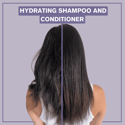 Side by side before and after picture of someone who used the Alcove hydrating conditioner