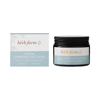 50ml jar The Herb Farm Hydrating Overnight Face Mask with fresh gotu kola extract and Borealine Extract.