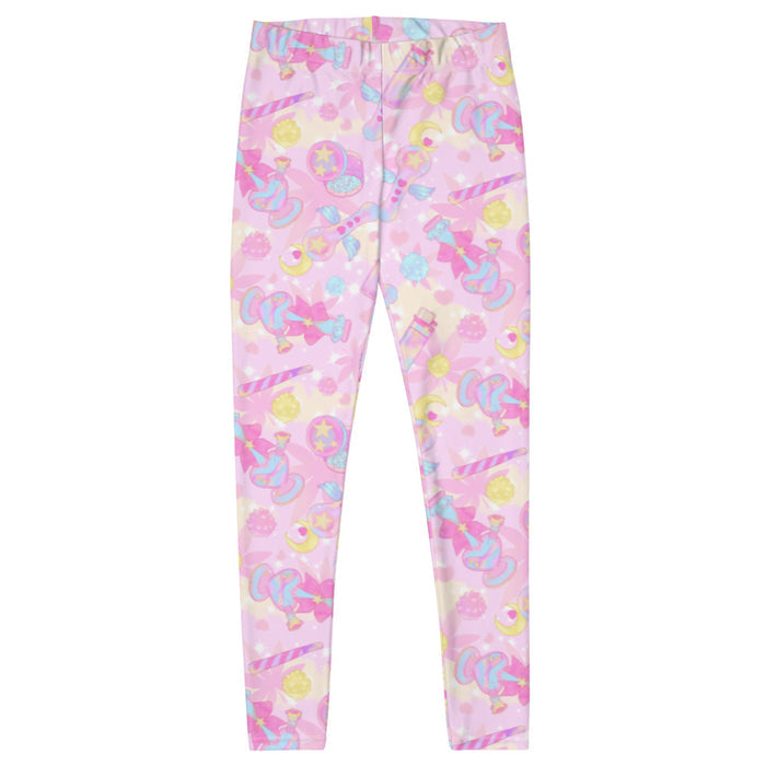 Indica Magica kawaii leggings in pink with crescent moons and hot-pink bows