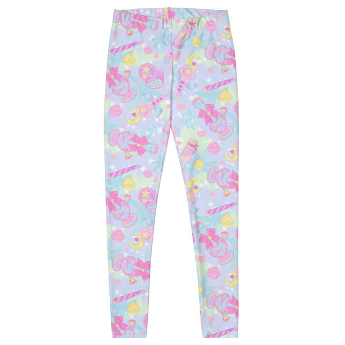 Indica Magica kawaii leggings in pastel with holographic bongs and pastel hearts