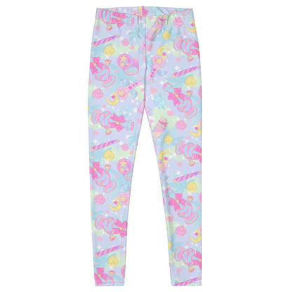 Indica Magica kawaii leggings in pastel with holographic bongs and pastel hearts