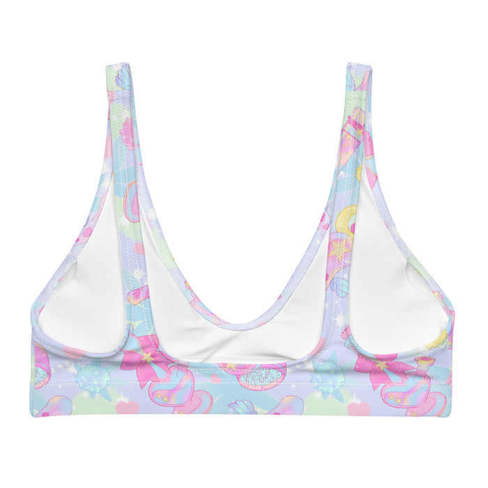 Indica Magica kawaii padded bikini top in pastel with konpeito buds and hot-pink bows