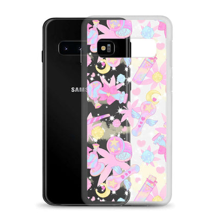 Indica Magica kawaii Samsung clear case with star-and-moon grinders and konpeito buds