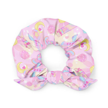 Indica Magica kawaii scrunchie in pink with konpeito buds and hot-pink bows
