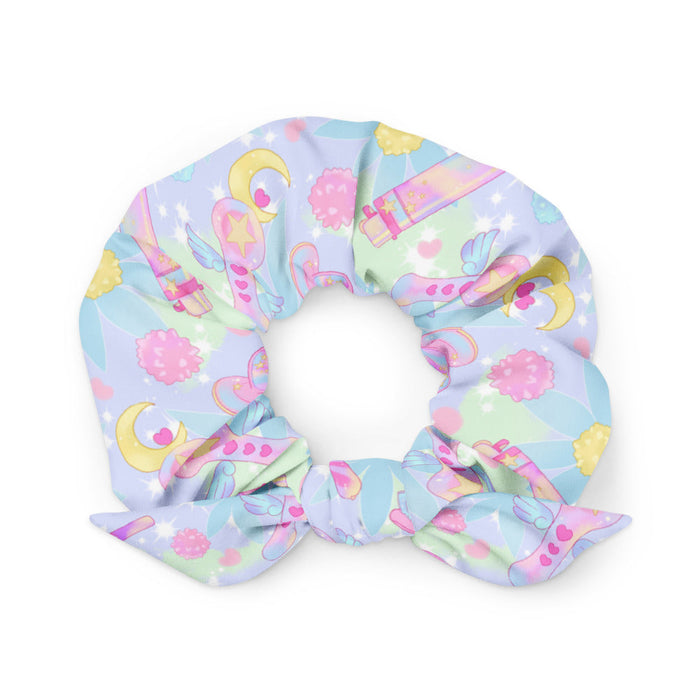 Indica Magica kawaii scrunchie in pastel with star-and-moon grinders and gold stars