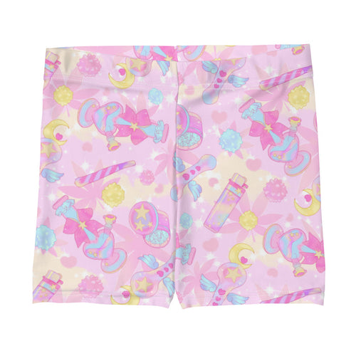 Indica Magica kawaii shorts in pink with konpeito buds and hot-pink bows