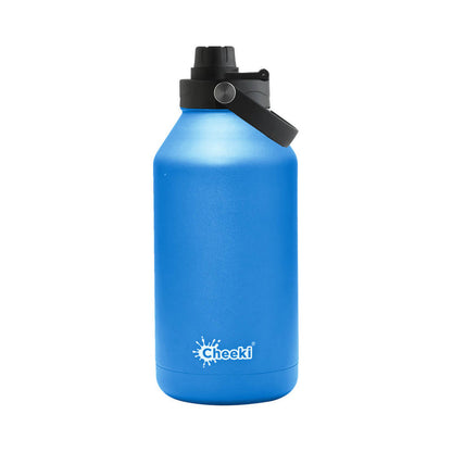 Cheeki Insulated Adventure Bottle 2L in Azure blue colour, keeps drinks hot or cold, made of food grade stainless steel.