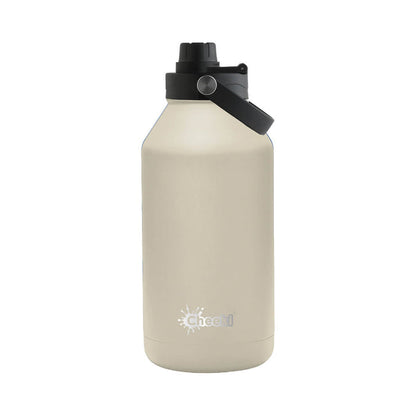 Cheeki Insulated Adventure Bottle 2L in Sandstone beige colour, keeps drinks hot or cold, made of food grade stainless steel.