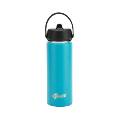 Cheeki Insulated Adventure Bottle 600ml in Aqua blue colour, keeps drinks hot or cold, made of food grade stainless steel.