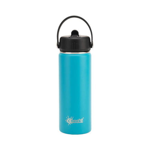 Cheeki Insulated Adventure Bottle 600ml in Aqua blue colour, keeps drinks hot or cold, made of food grade stainless steel.