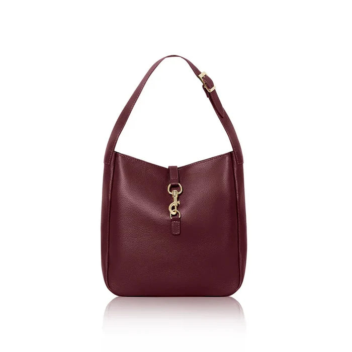 Italian Genuine Leather Shoulder Bag with Elegant Hook Detail
