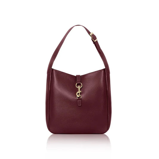 Italian Genuine Leather Shoulder Bag with Elegant Hook Detail