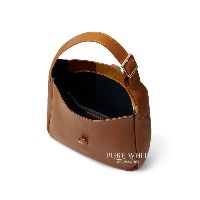 Italian Genuine Leather Shoulder Bag with Elegant Hook Detail
