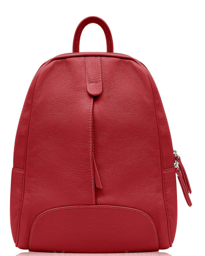 Italian Leather Red Backpack