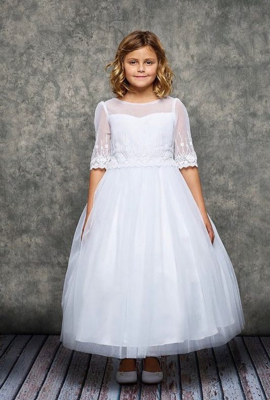 Kid's Dream Half Sleeve Emb Mesh Dress