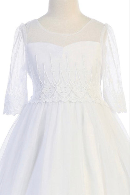 Kid's Dream Half Sleeve Emb Mesh Dress