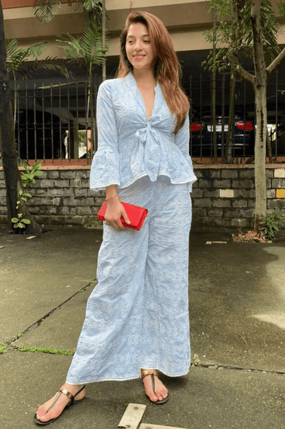 Lea Supima Cotton Light Blue Top Set