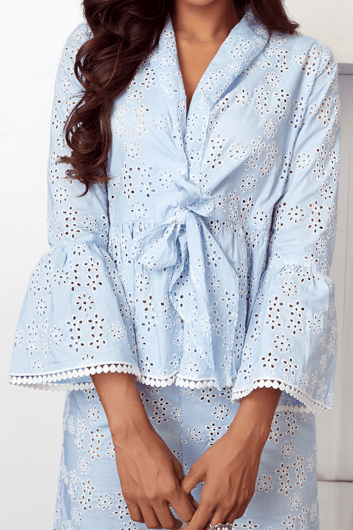 Lea Supima Cotton Light Blue Top Set