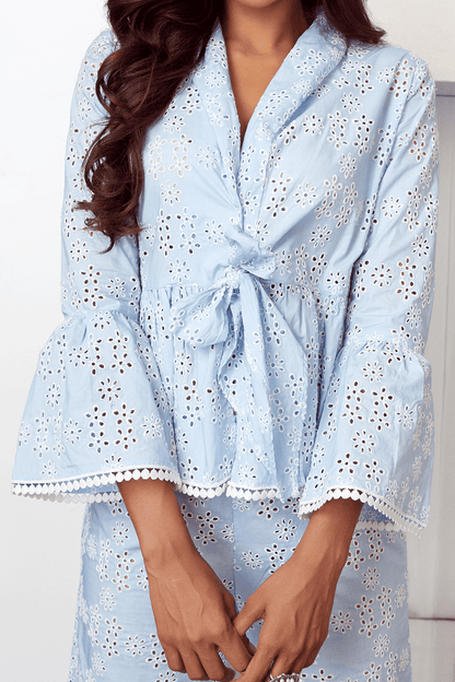 Lea Supima Cotton Light Blue Top Set