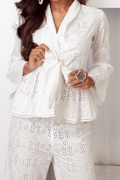 Lea Supima Cotton White Top Set