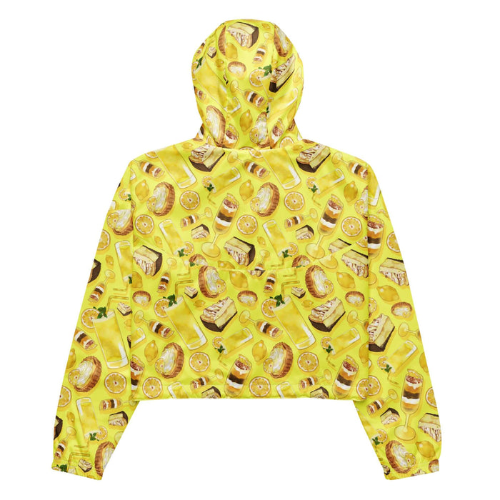 Lemon kawaii cropped windbreaker in yellow with iced lemonade and juicy lemon slices